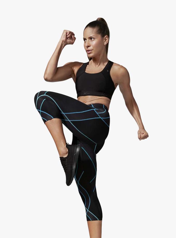 CW-X Endurance Generator Joint & Muscle Support 3/4 Compression Tight: Women's Black/Cyan Best Seller