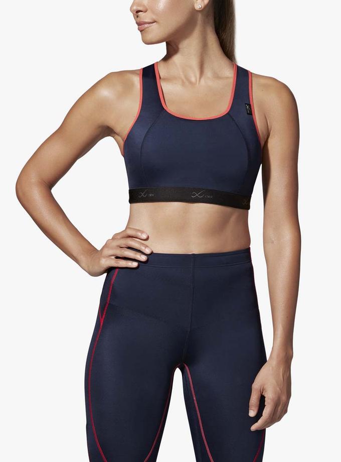 CW-X Xtra Support High Impact Sports Bra: True Navy/Hot Coral Best Seller